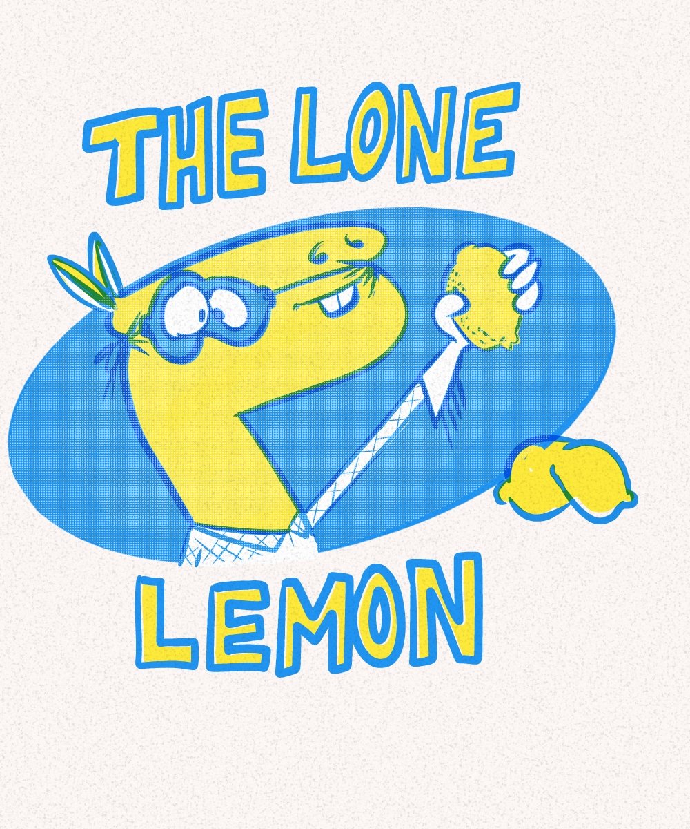 An illustration of a cartoon horse wearing eye mask and holding lemon