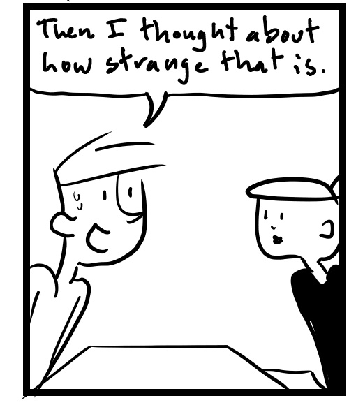 A four-panel comic about people talking about sneeze politeness - Panel 3