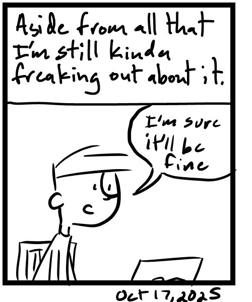 A four-panel comic about a person setting up a music live stream event - Panel 4