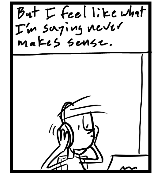 A four-panel comic about a person recording a vlog video - Panel 3
