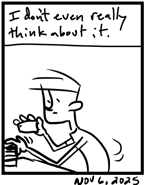 A four-panel comic about a person taking pictures of books - Panel 4