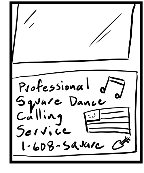 A four-panel comic about a person looking at a sign in a parking lot - Panel 3