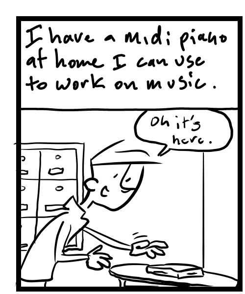 A four-panel comic about a person getting his mail - Panel 1