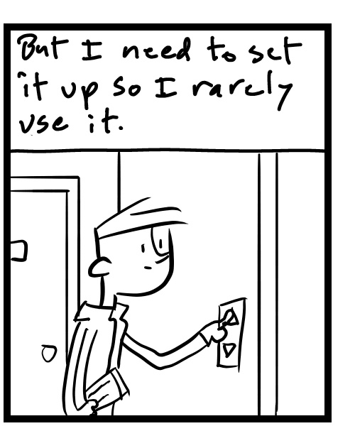 A four-panel comic about a person getting his mail - Panel 2