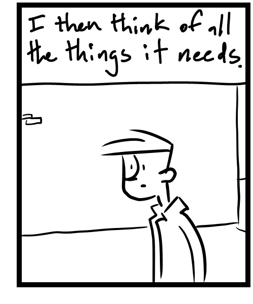A four-panel comic about a person writing notes on his phone - Panel 3