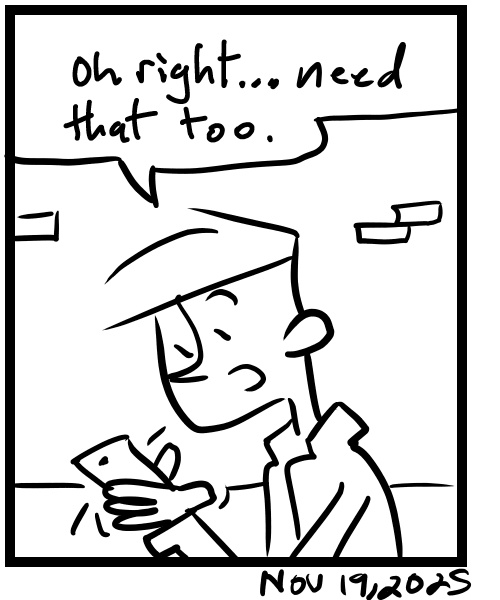 A four-panel comic about a person writing notes on his phone - Panel 4