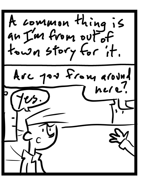 A four-panel comic about a person being asked a question on the street - Panel 2
