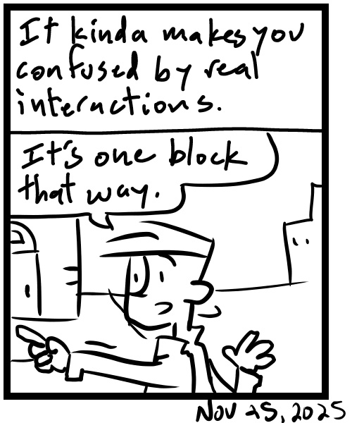 A four-panel comic about a person being asked a question on the street - Panel 4