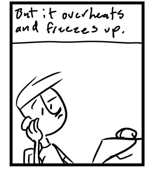 A four-panel comic about a person having webcam problems - Panel 3