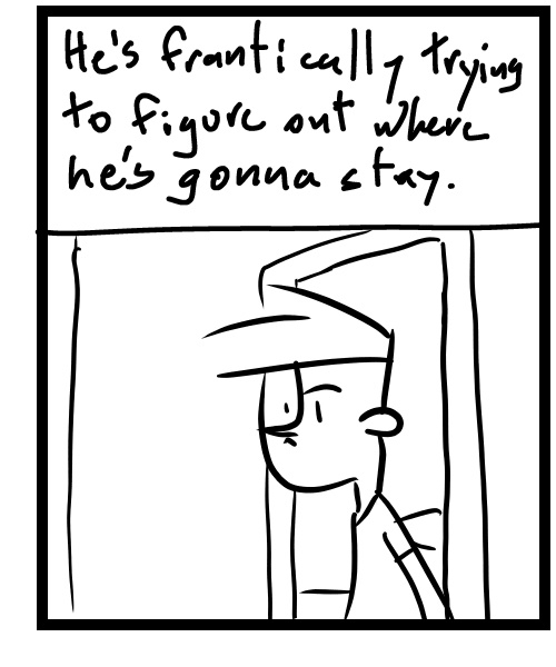 A four-panel comic about a person dealing with a family situation - Panel 3