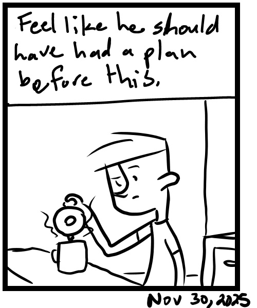 A four-panel comic about a person dealing with a family situation - Panel 4