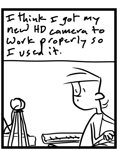 A four-panel comic about a person at band practice - Panel 2