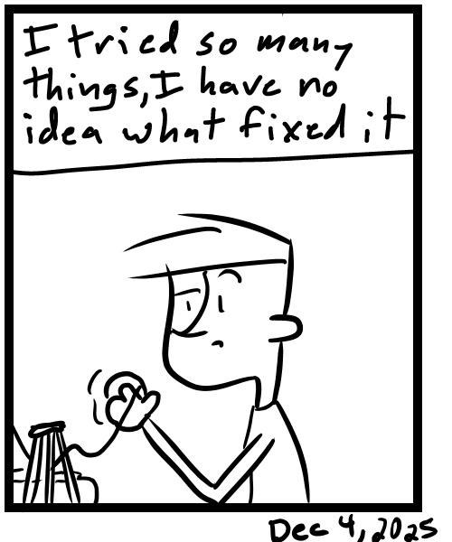 A four-panel comic about a person at band practice - Panel 4