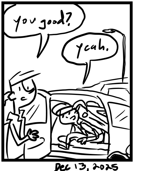 A four-panel comic about people's day while getting a TV - Panel 4