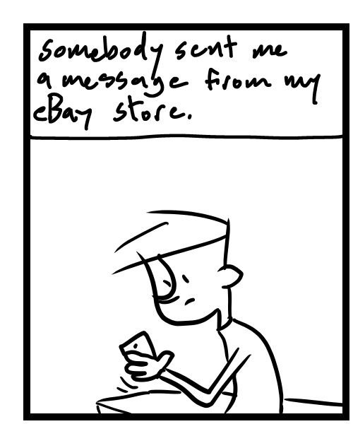 A four-panel comic about a person getting a text message - Panel 1