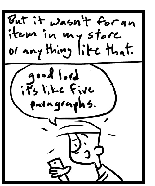 A four-panel comic about a person getting a text message - Panel 2