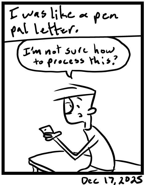 A four-panel comic about a person getting a text message - Panel 4