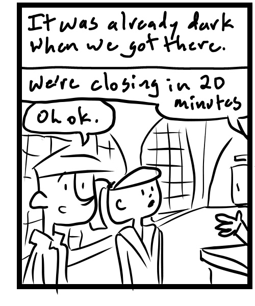 A four-panel comic about people going to an art museum - Panel 3