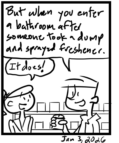 A four-panel comic about people smelling candles - Panel 4