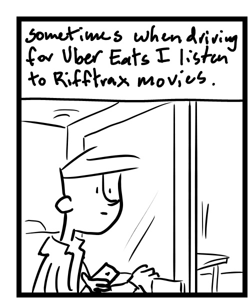 A four-panel comic about a person showing his phone screen while watching a movie - Panel 1