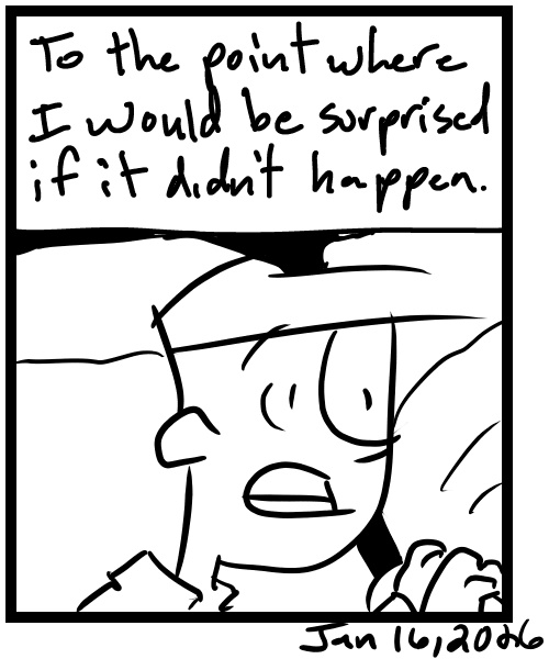 A four-panel comic about a person delivering in a snowstorm and freaking out about it - Panel 4