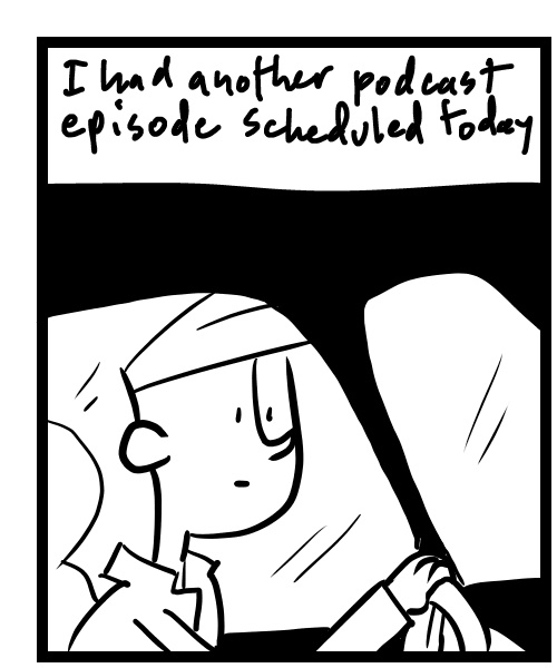 A four-panel comic about a person feeling the day is off while going to post office - Panel 1