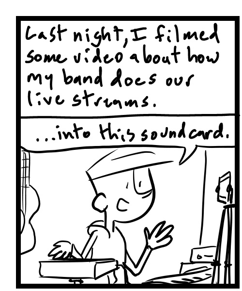 A four-panel comic about people working on different projects and errands - Panel 1