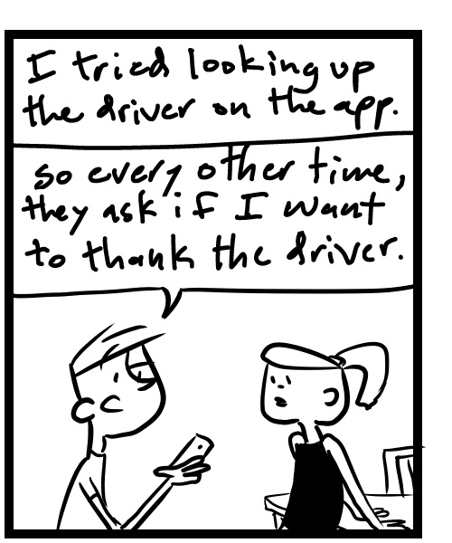 A four-panel comic about people getting only half a couch delivered - Panel 2