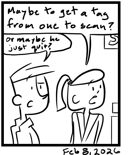 A four-panel comic about people returning something to the store - Panel 4