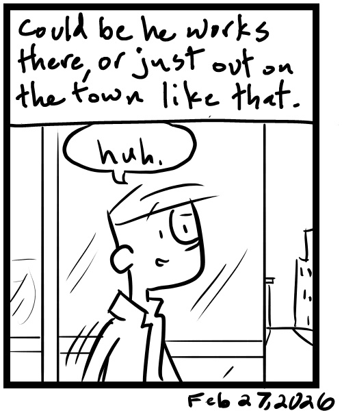 A four-panel comic about a person looking at a someone dressed as Beetlejuice at a dancing game - Panel 4