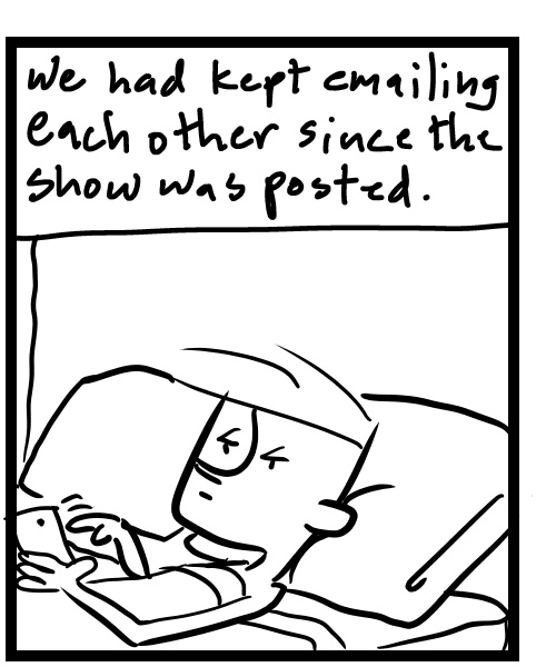 A four-panel comic about a person getting news while looking at his phone - Panel 2