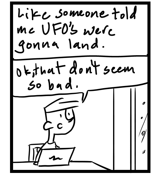 A four-panel comic about people waiting for a winter storm to hit - Panel 3