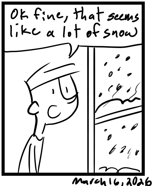 A four-panel comic about people waiting for a winter storm to hit - Panel 4