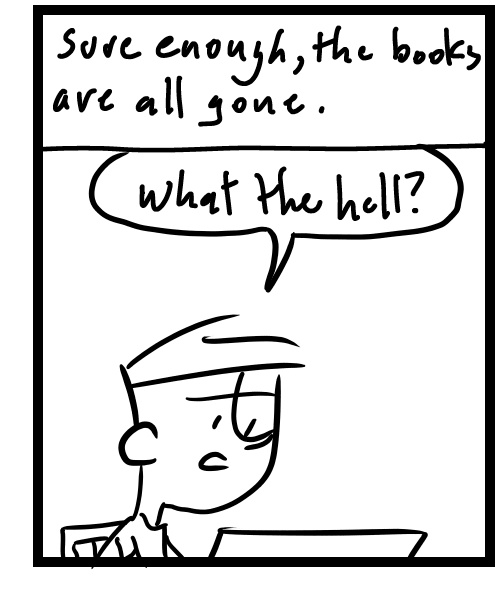 A four-panel comic about a person reading an email his account has been terminated - Panel 3