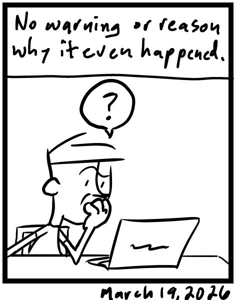 A four-panel comic about a person reading an email his account has been terminated - Panel 4