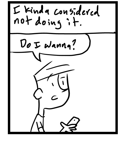 A four-panel comic about a person reading an email about running a music stream - Panel 3