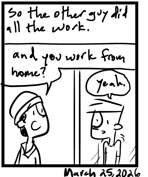 A four-panel comic about a person getting a couch delivery and talking to them about being a reseller - Panel 4