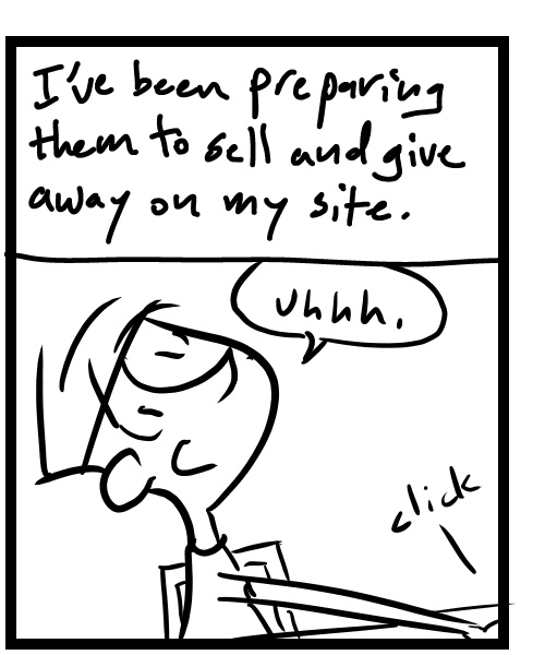 A four-panel comic about a person clicking over and over to create an ebook - Panel 2