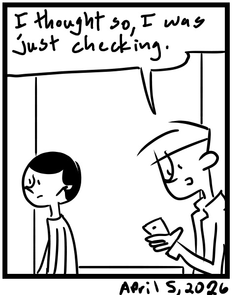 A four-panel comic about people talking on an elevator - Panel 4