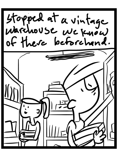 A four-panel comic about people going to a show in Milwaukee and doing things - Panel 2