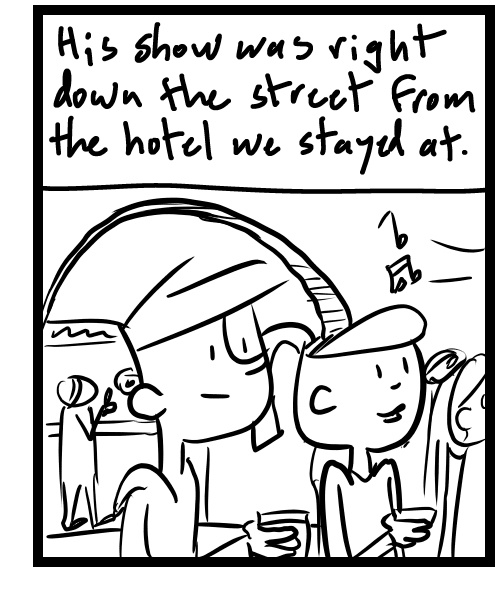 A four-panel comic about people going to a show in Milwaukee and doing things - Panel 3