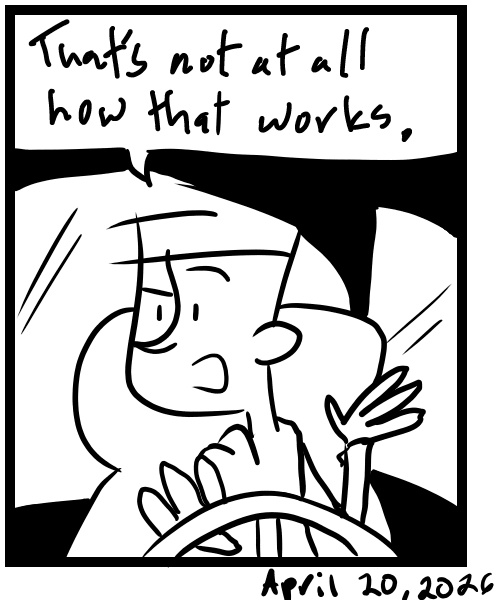 A four-panel comic about a person getting yelled at for parking his car - Panel 4