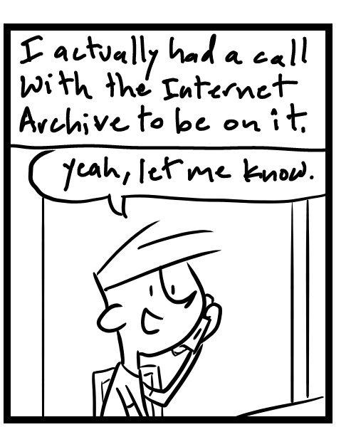 A four-panel comic about a person talking on the phone and ending by saying bye bye - Panel 2