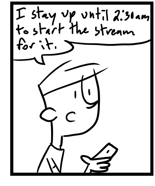 A four-panel comic about people discussing an event that is in a different timezone and getting confused - Panel 3