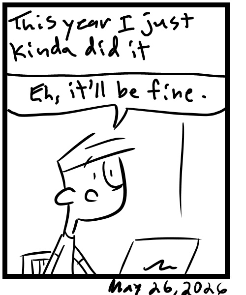 A four-panel comic about a person setting up a live music stream on a laptop - Panel 4