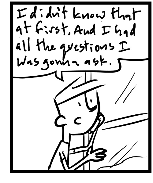 A four-panel comic about people talking on the phone about how a podcast interview went - Panel 3