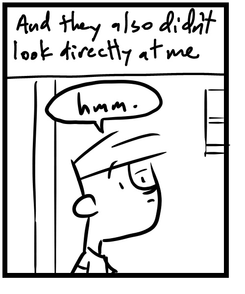 A four-panel comic about a person walking down the street thinking about a comment - Panel 4