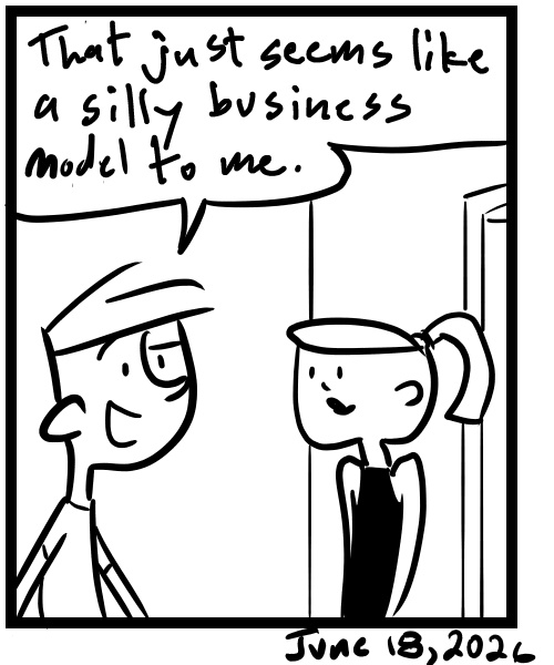 A four-panel comic about people discussing an email about selling their website domain name - Panel 4