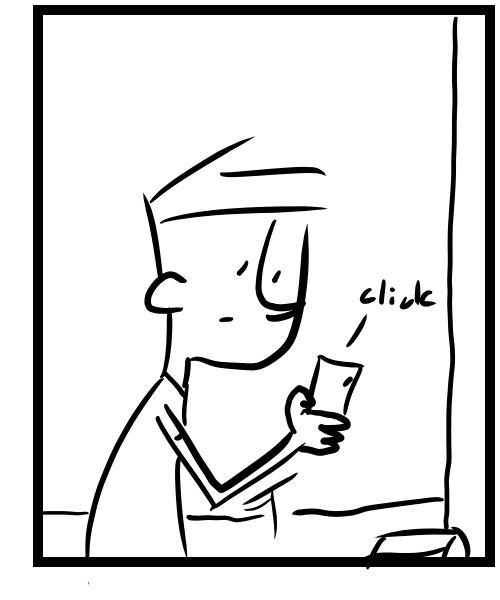 A four-panel comic about a person walking on buised heels while delivering food - Panel 3