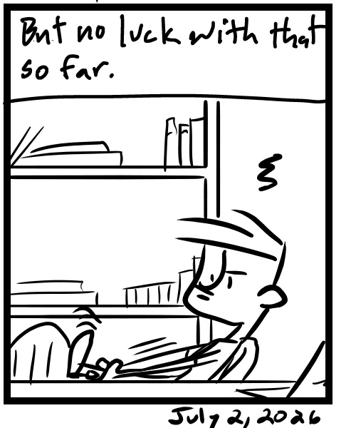 A four-panel comic about a person waddling around the house with bruised heels - Panel 4